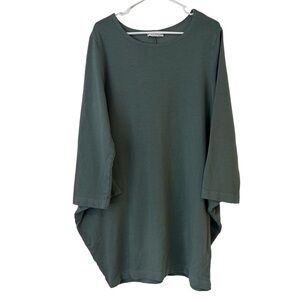 Bryn Walker Bamboo Long Sleeve Lagenlook Draped Tunic Dress Oversized XS